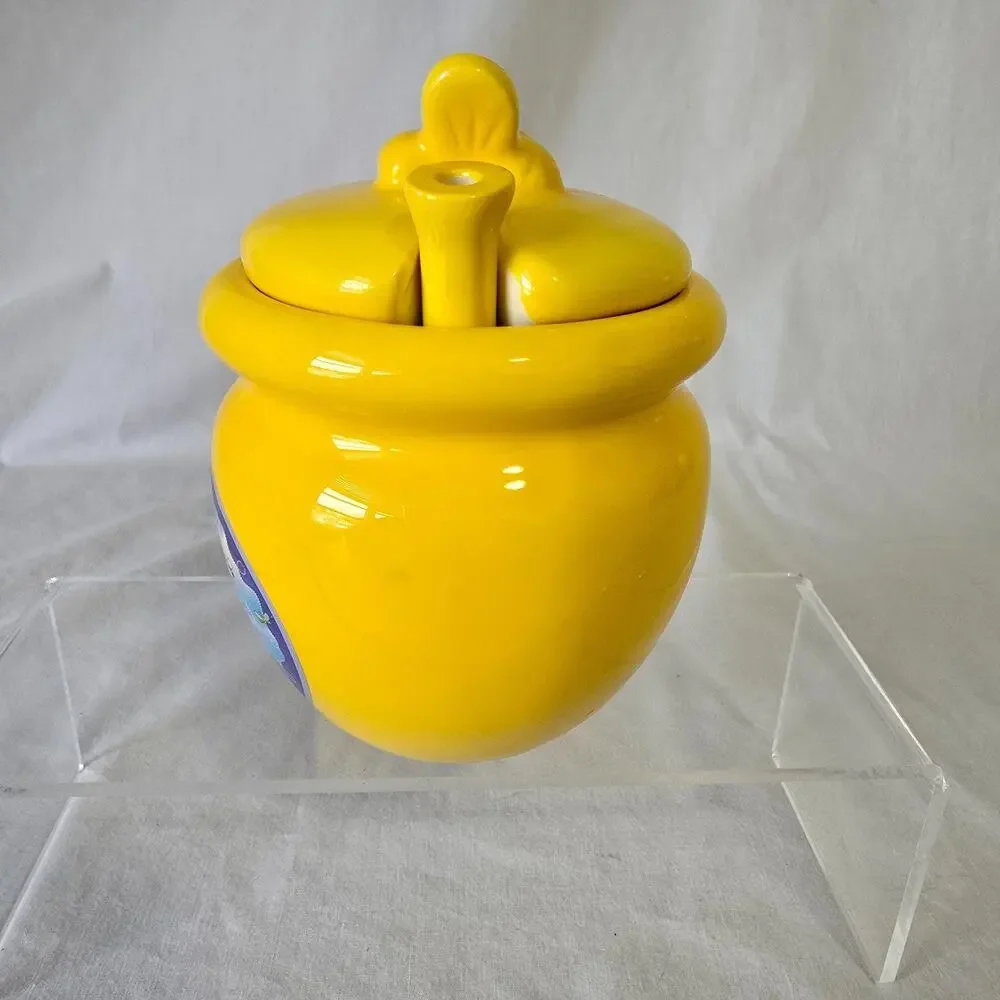 Disney Winnie the Pooh Honey Pot Jar w/ Lid & Honey Dipper Houston Harvest